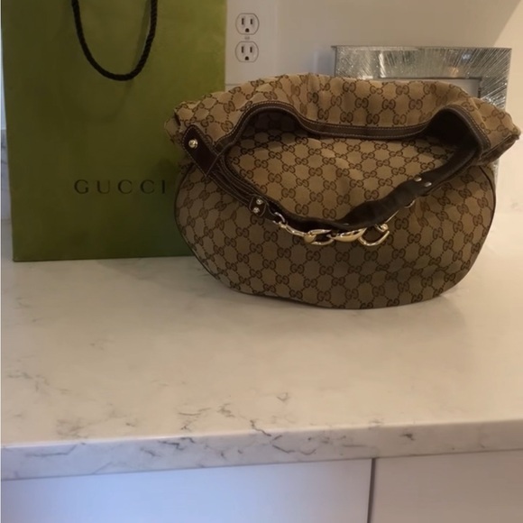 Gucci Tan and Brown Monogram Shoulder Bag - Picture 1 of 14